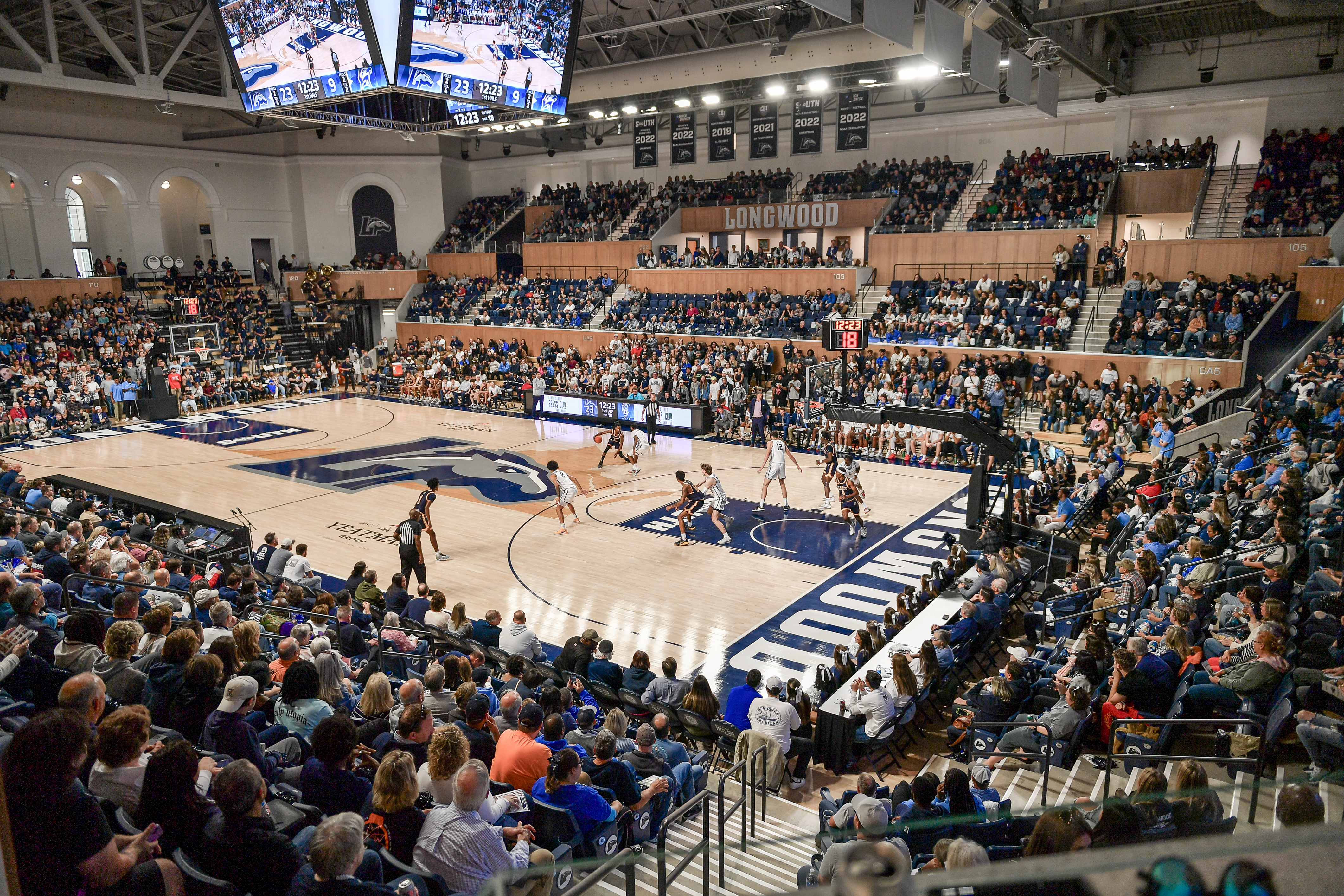 From the celebratory cheers of Convocation to raucous crowd chants at a sold-out Division I playoff basketball game, the spirit of Longwood reverberates in the Joan Perry Brock Center.
