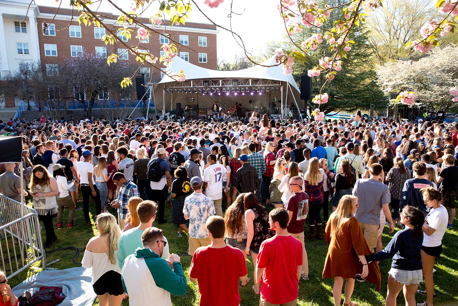Stubbs Lawn, where students gather for entertainment and fun, is home to activities during the two big weekends each year—Oktoberfest and Spring Weekend.