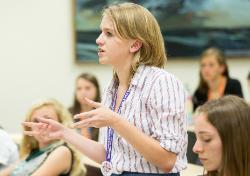 Attendee participating in session at Girls State