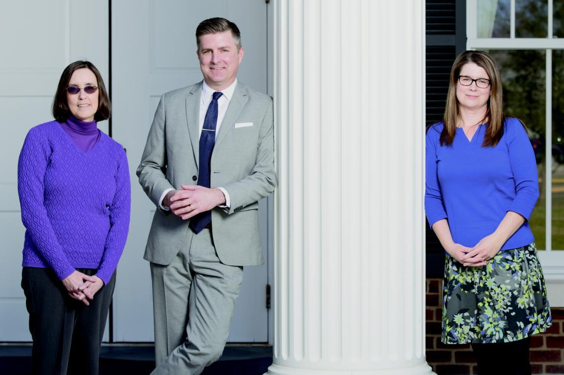 Core Curriculum Architects: Among the 13 faculty members appointed to the Academic Core Curriculum Committee were Dr. Sharon Emerson-Stonnell (left), chair; Dr. Wade Edwards; and Dr. Larissa Fergeson, vice chair.