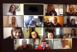 Screen shot of Zoom meeting of the Downs Syndrome discussion group