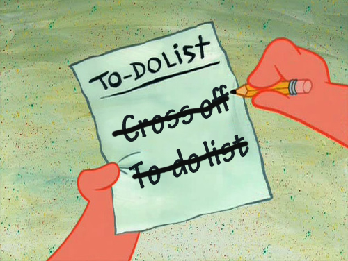 Spongebob Still: To-Do List--Cross off To-do list
