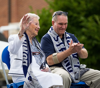 Elsie Upchurch with her brother-in-law, Bob Upchurch, at the pep rally