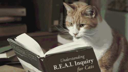 Cute Cat Reading a Book GIF
