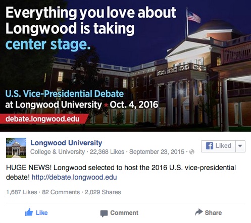 VP Debate at Longwood Facebook Post
