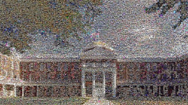 Mosaic image of Ruffner made up of over 12,000 photos