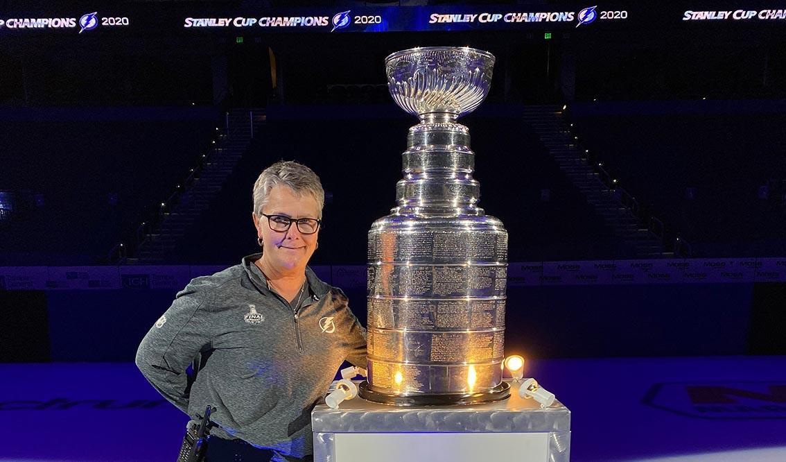 Mary Milne ’83 with the Stanley Cup