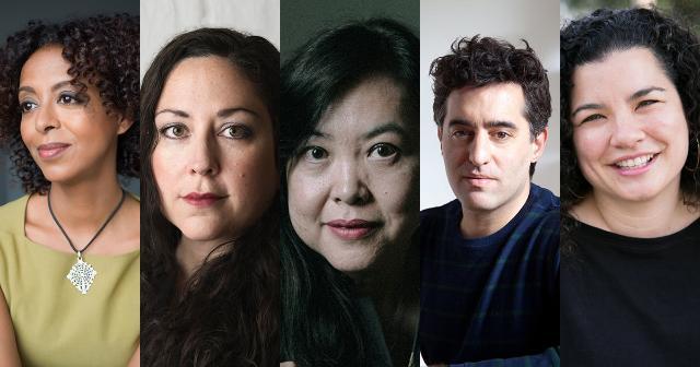One of these five finalists—Mengiste (left), Zumas, Truong, Englander, and Shun-lien Bynum—will be named the 40th recipient of the John Dos Passos Prize for Literature.