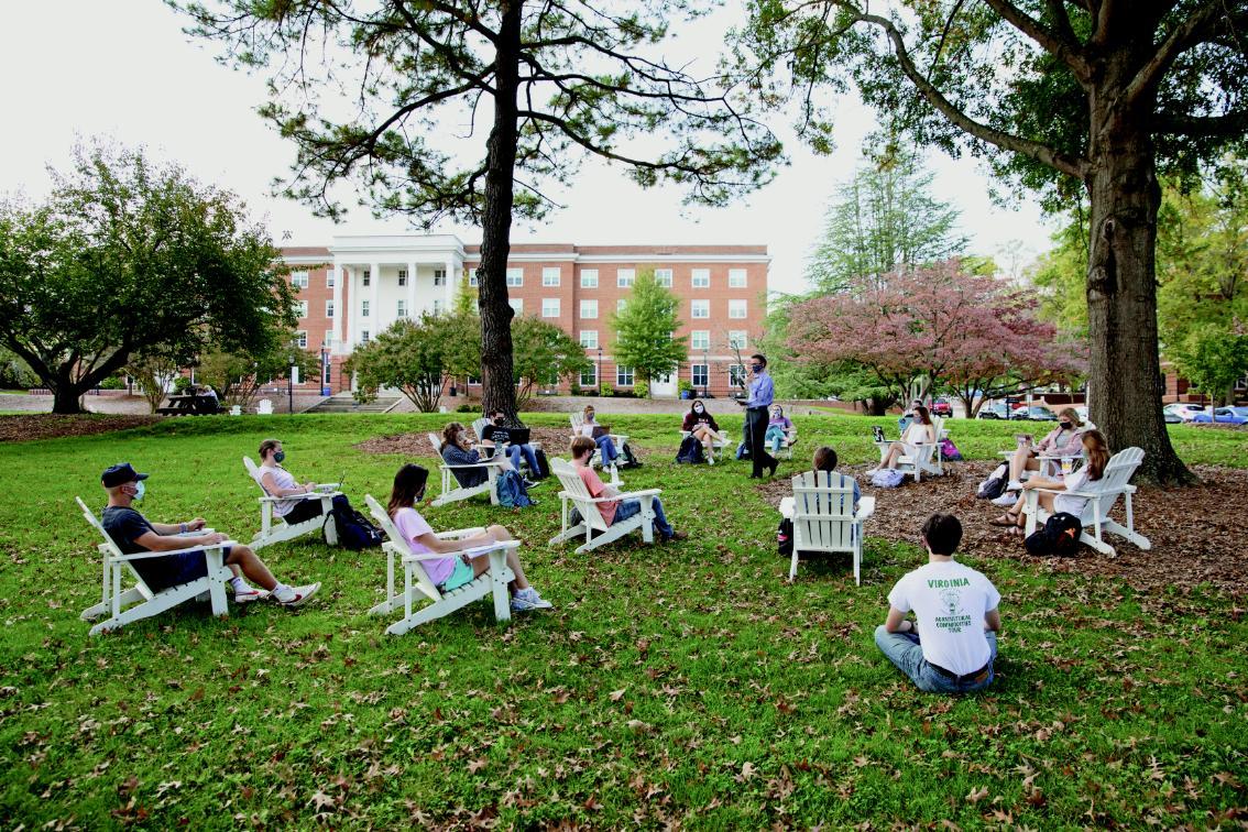 Many professors have held classes outside this year.