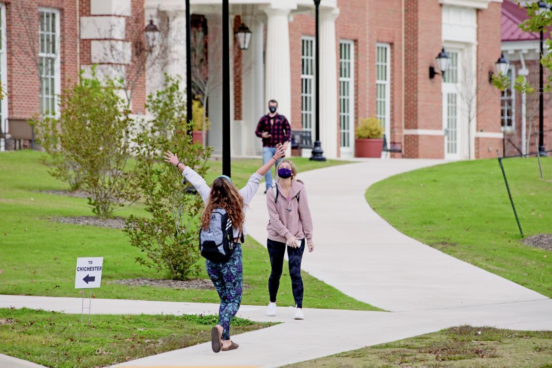 Students’ commitment to observing precautions, including wearing face coverings even outside, has been instrumental in Longwood’s ability to remain on campus this year.