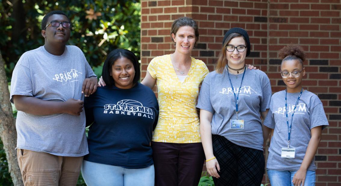 L to R: Antonio Harvey, Tanea Doswell, Dr. Sarah Porter, Katelynn McCrillis and Abriel Johnson made up the inaugural class of Longwood's Summer Scholars program, which Porter oversees.