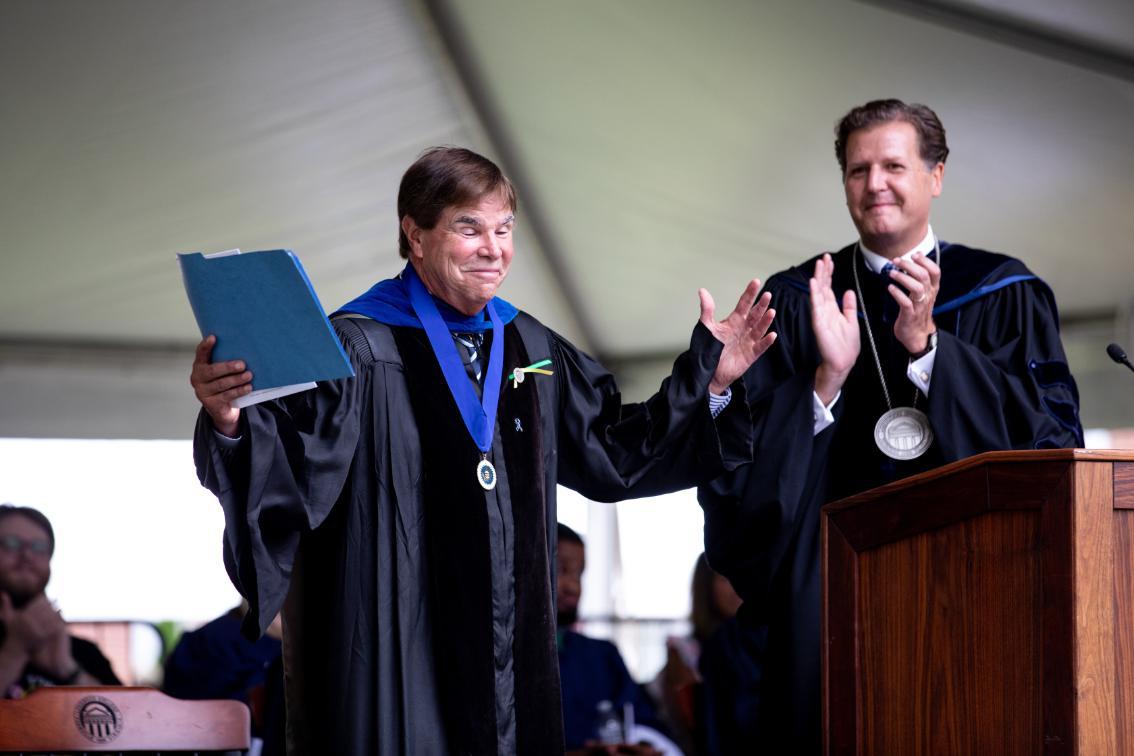 Dr. Tim J. Pierson and President W. Taylor Reveley IV on stage at Convocation