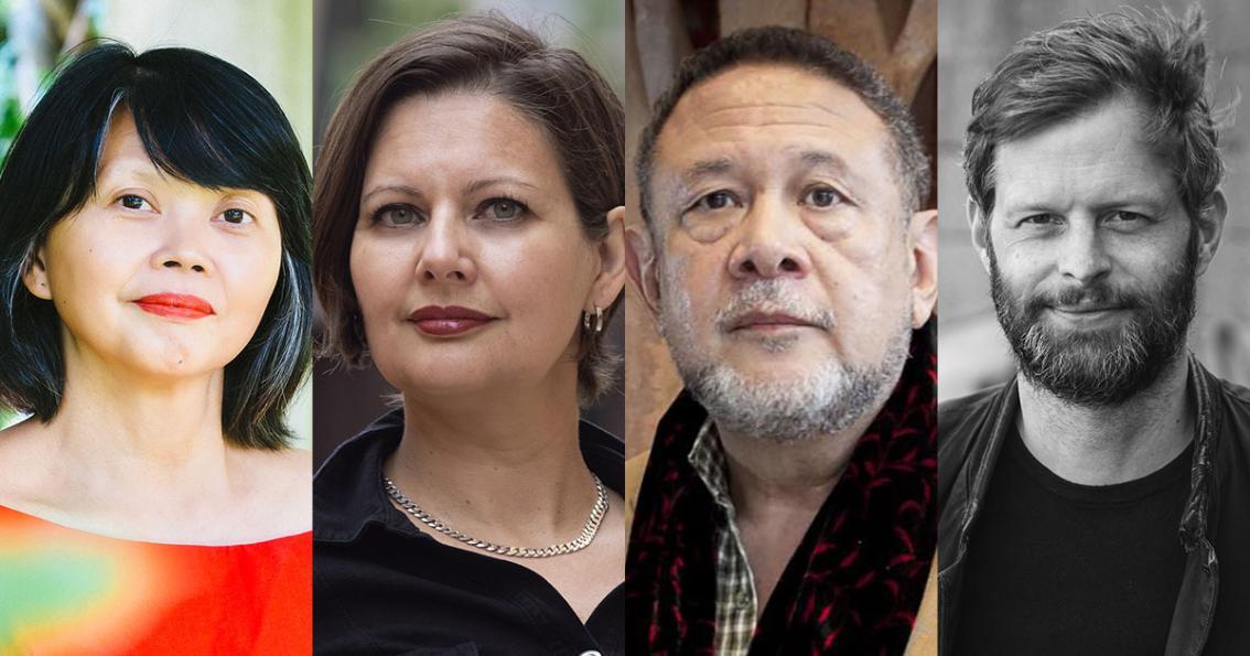 One of these four finalists—Apostol (left), De Robertis, Manrique, Wray—will be named the 41st recipient of the John Dos Passos Prize for Literature.