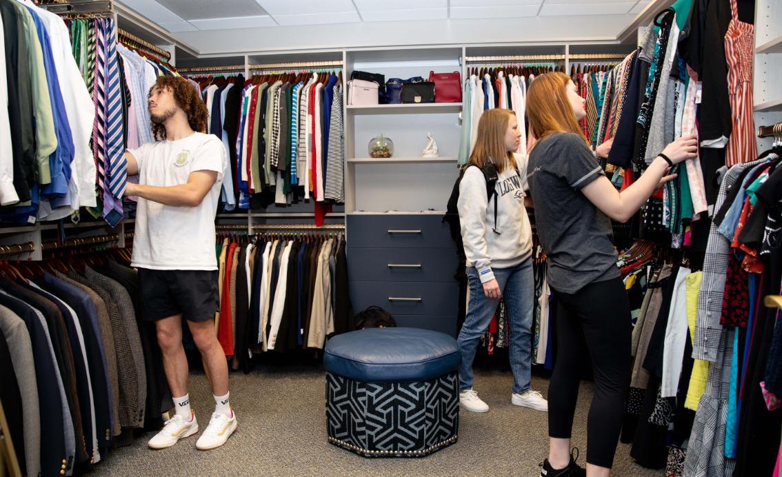 Students exploring the Career Closet