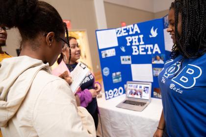 Students get information at the involvement fair