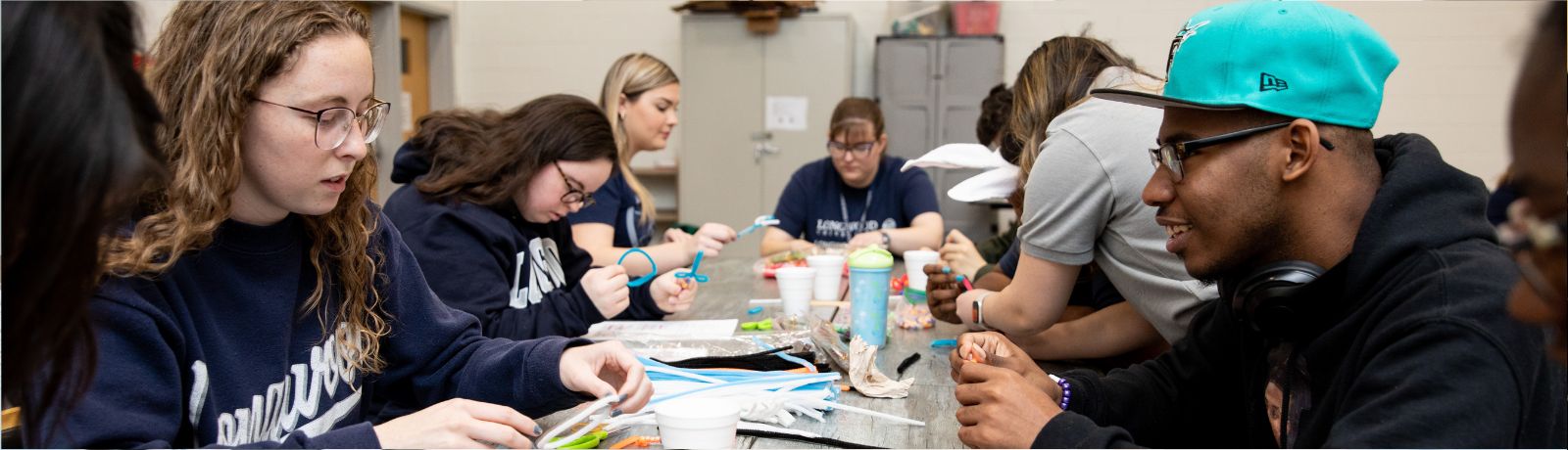 Longwood students and Longwood LIFE participants work together on a hands-on activity