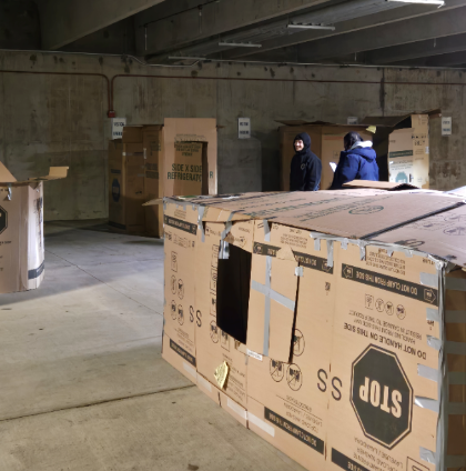 Cardboard city created for student learning