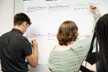 Students participating in interprofessional education events