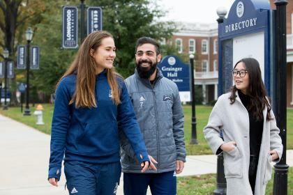International Students walk together on campus