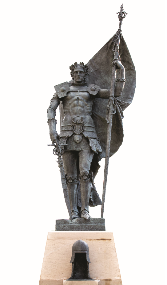 Longwood’s newest sculpture of Joan of Arc, standing 15 feet tall, was installed in November 2018 at the southern terminus of Brock Commons. Alexander Stoddart (Scottish, 1959- ); Joan of Arc, 2018; bronze.