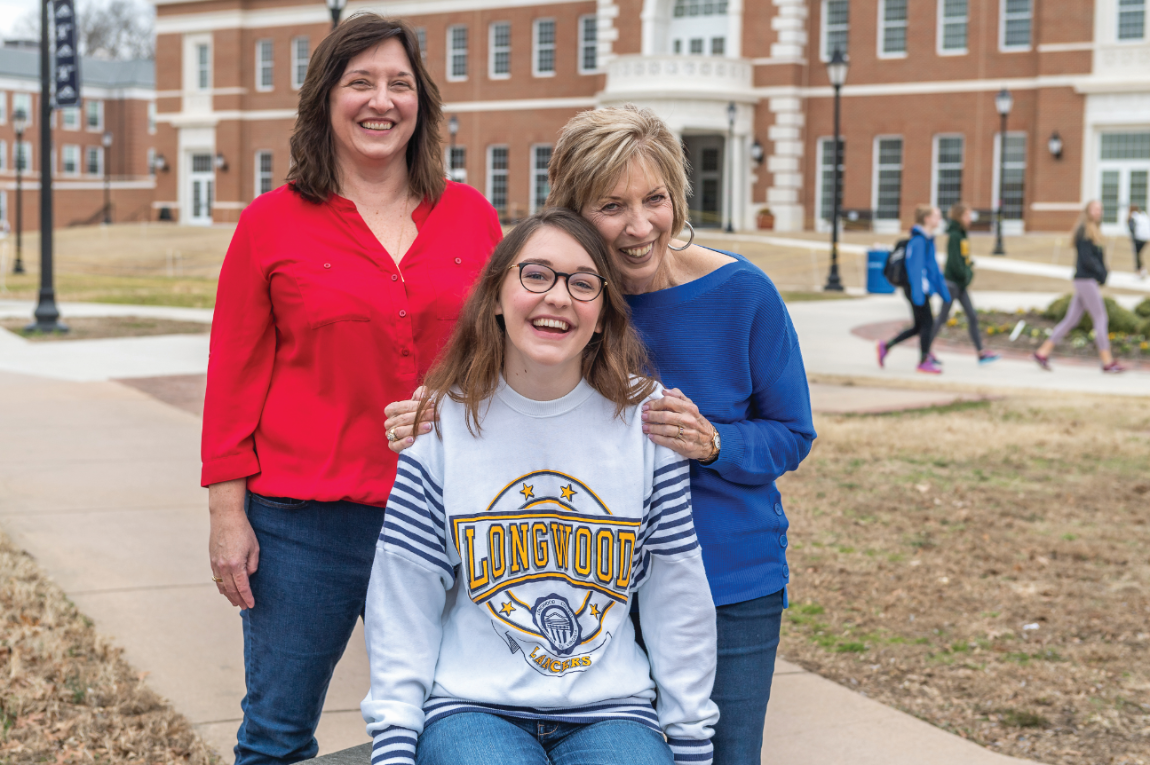 Current freshman Heather Waldo; her grandmother, Donna Carr (right), who purchased the sweatshirt nearly 30 years ago; and Heather’s mom, Tamara Smith Waldo ’90 (Photo courtesy of Ted Hodges ’85)