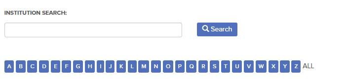Image of Institution Search Bar with A-Z options