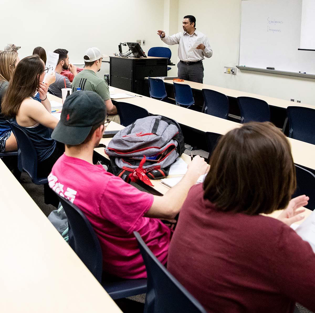 Class are small enough that students can establish a relationship with professors, like Dr. Sujan Henkanaththegedara, an assistant professor of biology.