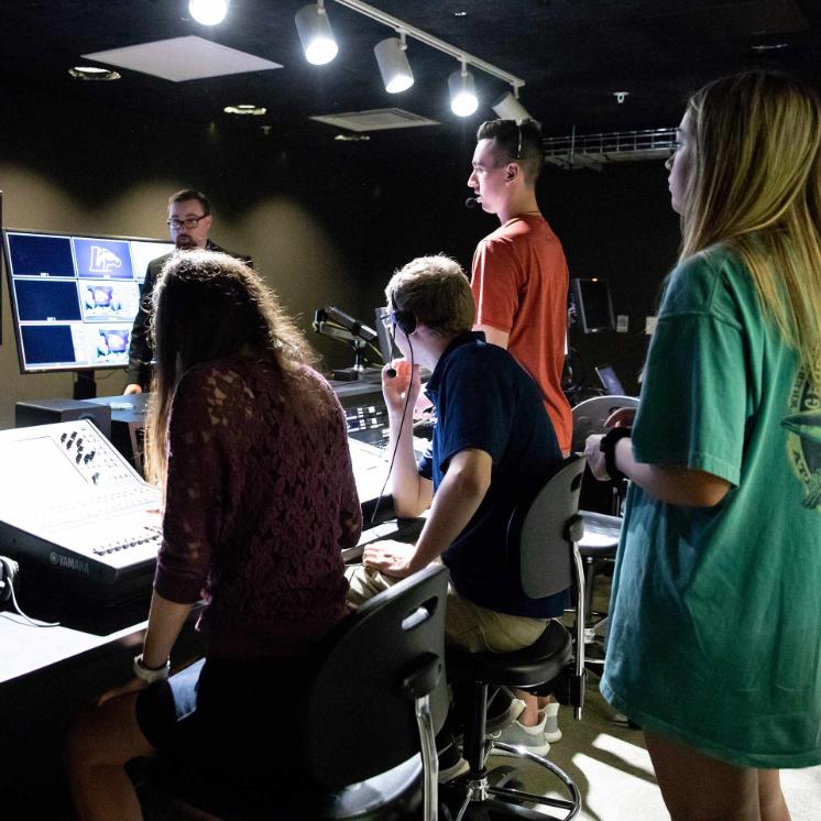 The state-of-the art broadcast studio in French Hall is a cornerstone of the digital media concentration, giving communication studies majors hands-on experience and a leg up in a highly competitive job market. 