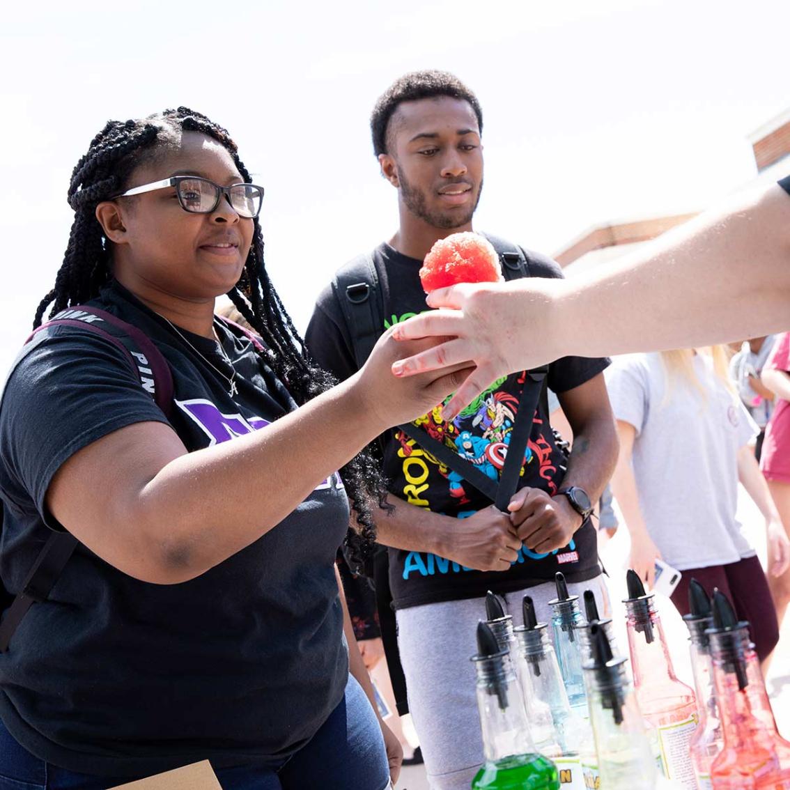 Student clubs and orgs regularly set up near the CHI fountain on Brock Commons with fun activities to promote causes and events on campus. Snow cones are always a big hit! 