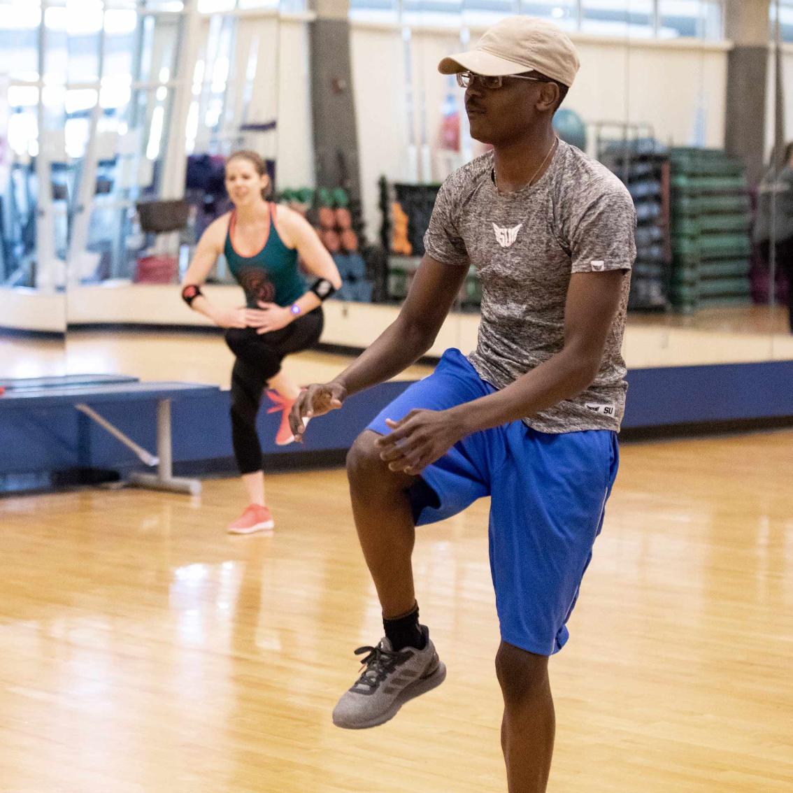 Group exercise classes in the Health and Fitness Center and Midtown Fitness are a staple of many students&rsquo; weekly fitness routine. 