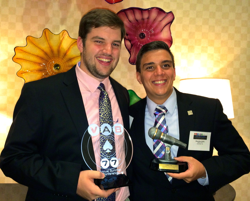 Pictured are: Steven Sommer '14 (left) and Brandon Kelly '14, who accepted the award