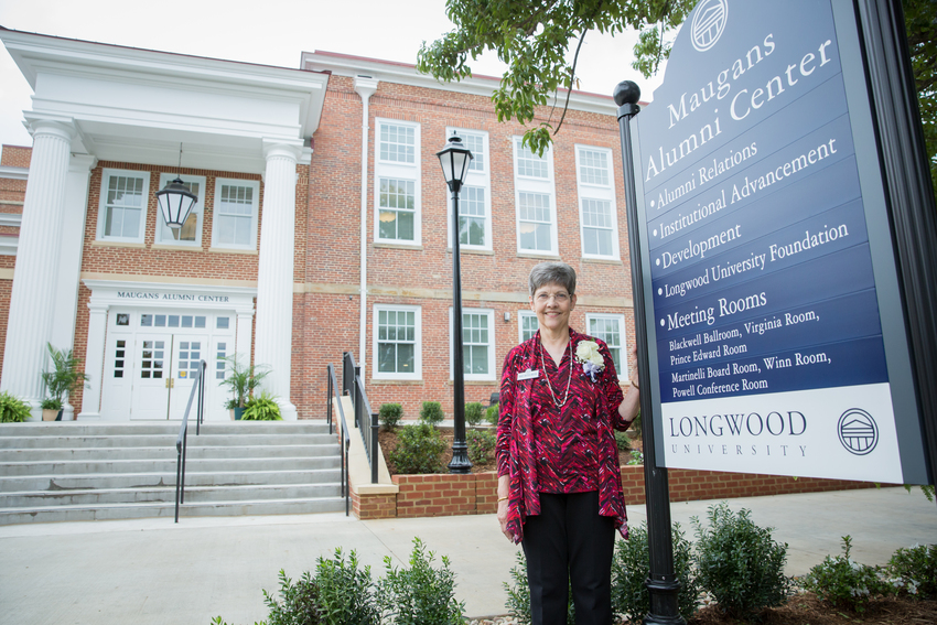 The Maugans Alumni Center, spearheaded by former alumni director Nancy Britton Shelton ’68 (pictured), showcases Longwood’s history and provides a true home for alumni when they return to campus.