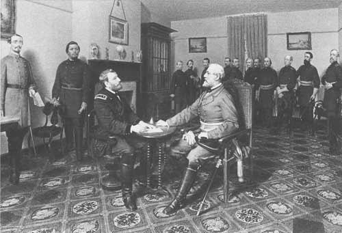 Generals Grant and Lee at Appomattox Court House