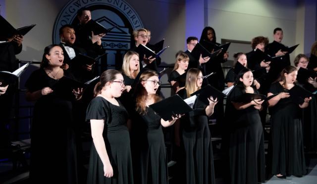 Longwood students singing at a holiday concert