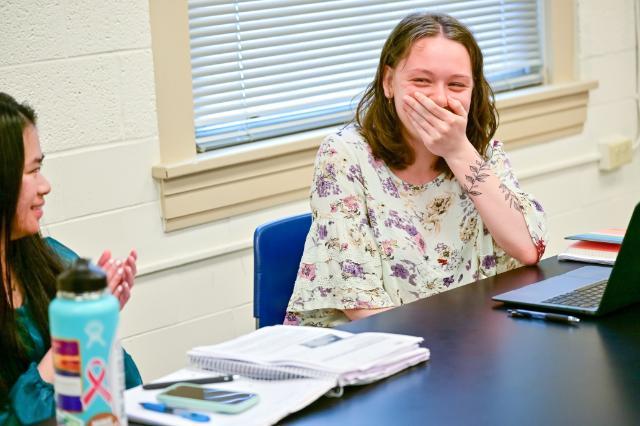 Emily Robertson '24 reacts to the news that she is Longwood's first-ever Truman Scholar.