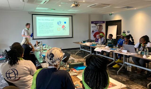 Computer science major Jackson Ornoff '24 traveled to Madagascar to teach patient coordinators from across Africa how to use the dashboard tool he built. -