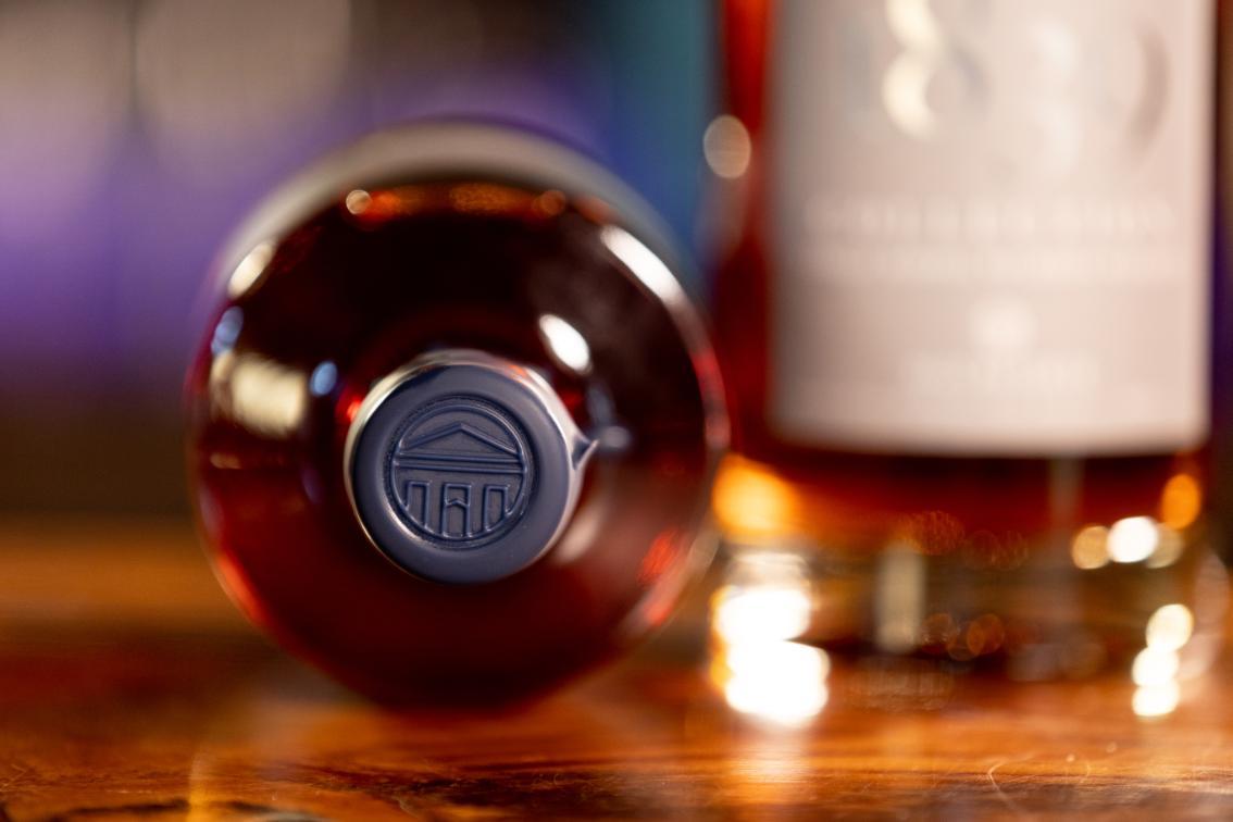 Close-up photo of the wax seal atop the 1839 Collection 2025 Reserve Bourbon
