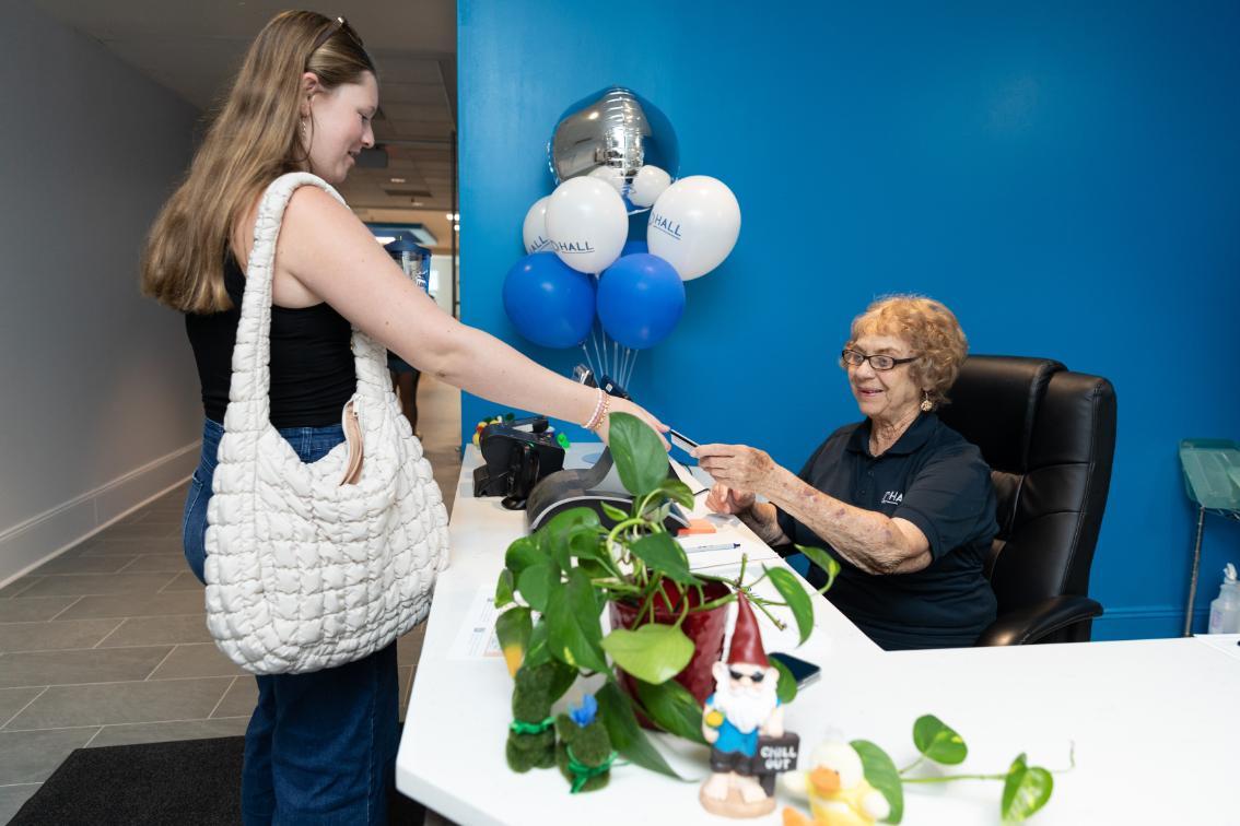 The area where Ms. Betty swipes students' cards is now more open and welcoming after the dining hall renovation.