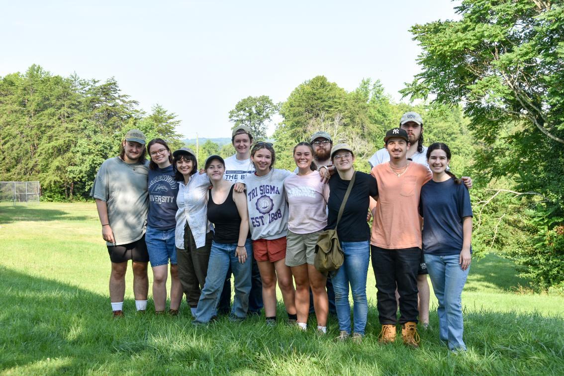 Under the supervision of alumna Margaret Dudley '25 (second from left) and Field School alumna Lucia Butler (far right), 10 Longwood archaeology students spent the summer excavating a historic site at Red Hill Plantation.