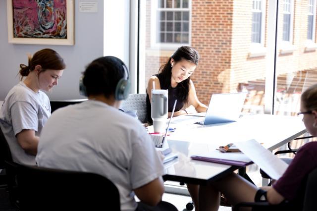 Students studying in the library